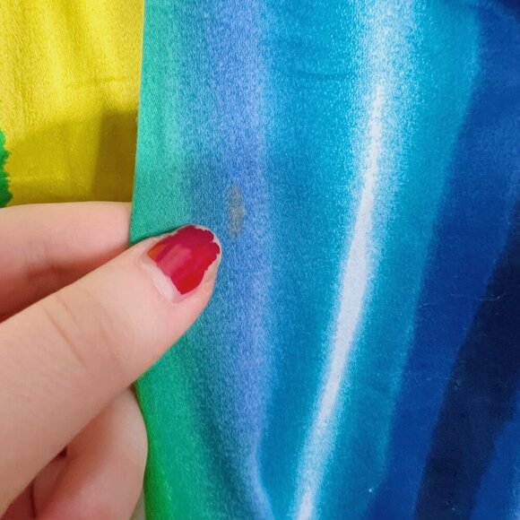 Calvin Klein Multicolor Blue and Green Watercolor Strapless Sun Dress Size 10 - Picture 11 of 11